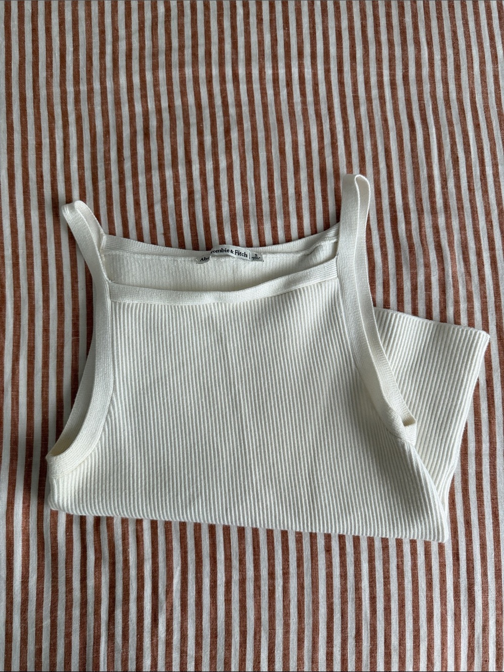 Abercrombie & Fitch Cream Ribbed Square-Neck Camisole
